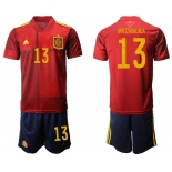 Men 2021 European Cup Spain home red 13 Soccer Jersey