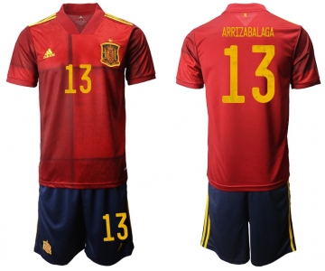 Men 2021 European Cup Spain home red 13 Soccer Jersey