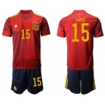 Men 2021 European Cup Spain home red 15 Soccer Jersey