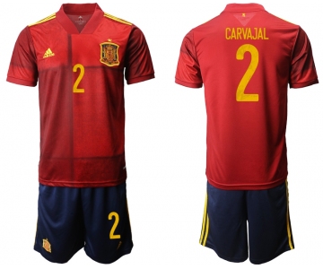 Men 2021 European Cup Spain home red 2 Soccer Jersey