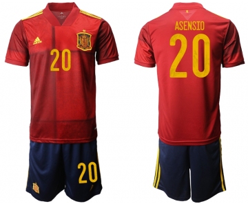 Men 2021 European Cup Spain home red 20 Soccer Jersey