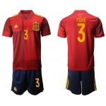 Men 2021 European Cup Spain home red 3 Soccer Jersey