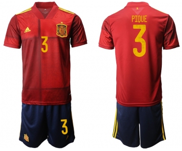 Men 2021 European Cup Spain home red 3 Soccer Jersey