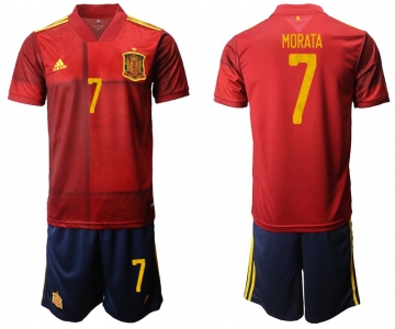 Men 2021 European Cup Spain home red 7 Soccer Jersey