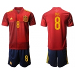 Men 2021 European Cup Spain home red 8 Soccer Jersey