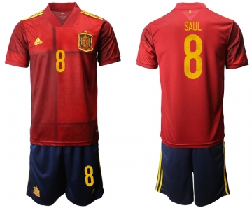 Men 2021 European Cup Spain home red 8 Soccer Jersey