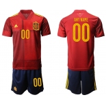 Men 2021 European Cup Spain home red customized Soccer Jersey