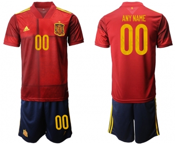 Men 2021 European Cup Spain home red customized Soccer Jersey