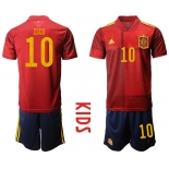 Youth 2021 European Cup Spain home red 10 Soccer Jersey