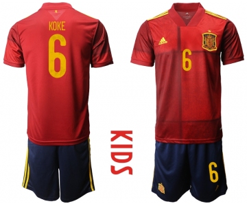 Youth 2021 European Cup Spain home red 6 Soccer Jersey