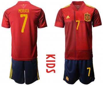 Youth 2021 European Cup Spain home red 7 Soccer Jersey