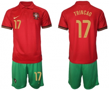Men 2020-2021 European Cup Portugal home red 17 Nike Soccer Jersey