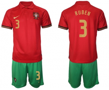 Men 2020-2021 European Cup Portugal home red 3 Nike Soccer Jerseys