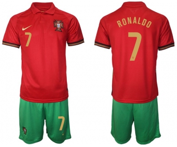 Men 2020-2021 European Cup Portugal home red 7 Nike Soccer Jerseys