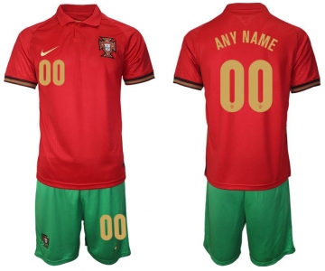 Men 2020-2021 European Cup Portugal home red customized Nike Soccer Jersey