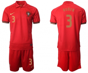 Men 2021 European Cup Portugal home red 3 Soccer Jersey