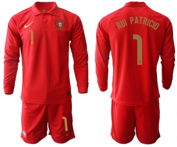 Men 2021 European Cup Portugal home red Long sleeve 1 Soccer Jersey
