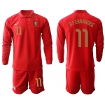 Men 2021 European Cup Portugal home red Long sleeve 11 Soccer Jersey