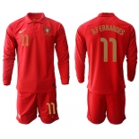 Men 2021 European Cup Portugal home red Long sleeve 11 Soccer Jersey