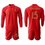 Men 2021 European Cup Portugal home red Long sleeve 15 Soccer Jersey