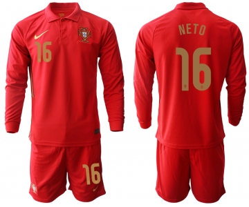 Men 2021 European Cup Portugal home red Long sleeve 16 Soccer Jersey