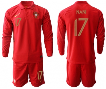 Men 2021 European Cup Portugal home red Long sleeve 17 Soccer Jersey1