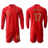 Men 2021 European Cup Portugal home red Long sleeve 17 Soccer Jersey