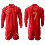 Men 2021 European Cup Portugal home red Long sleeve 7 Soccer Jersey