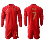 Men 2021 European Cup Portugal home red Long sleeve 7 Soccer Jersey