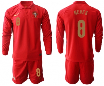 Men 2021 European Cup Portugal home red Long sleeve 8 Soccer Jersey