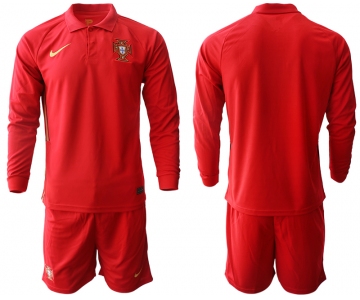 Men 2021 European Cup Portugal home red Long sleeve Soccer Jersey