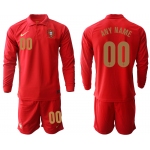 Men 2021 European Cup Portugal home red Long sleeve customized Soccer Jersey1