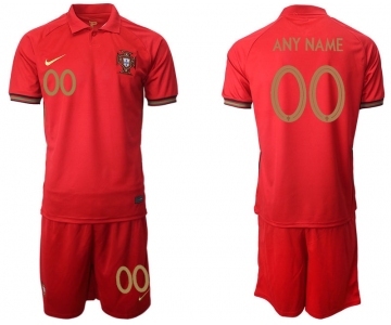 Men 2021 European Cup Portugal home red customized Soccer Jersey