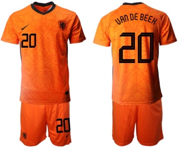 Men 2020-2021 European Cup Netherlands home orange 20 Nike Soccer Jersey