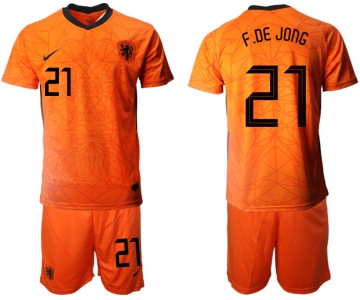 Men 2020-2021 European Cup Netherlands home orange 21 Nike Soccer Jersey