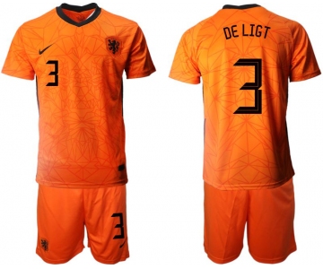 Men 2020-2021 European Cup Netherlands home orange 3 Nike Soccer Jersey