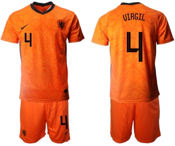 Men 2020-2021 European Cup Netherlands home orange 4 Nike Soccer Jersey