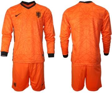 Men 2021 European Cup Netherlands orange Long sleeve goalkeeper Soccer Jersey