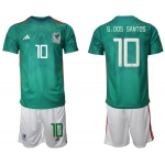 Men's Mexico #10 D.dos Santos Green Home Soccer Jersey Suit