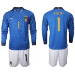 Men 2021 European Cup Italy home Long sleeve 1 soccer jerseys