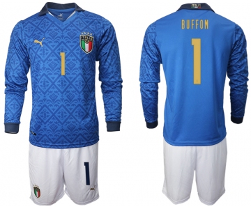 Men 2021 European Cup Italy home Long sleeve 1 soccer jerseys