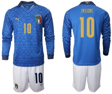 Men 2021 European Cup Italy home Long sleeve 10 Insigne soccer jerseys