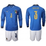 Men 2021 European Cup Italy home Long sleeve 3 soccer jerseys