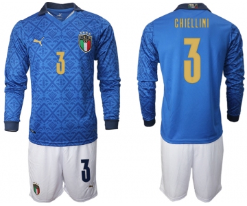 Men 2021 European Cup Italy home Long sleeve 3 soccer jerseys