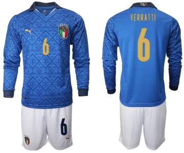 Men 2021 European Cup Italy home Long sleeve 6 soccer jerseys