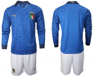 Men 2021 European Cup Italy home Long sleeve blank soccer jerseys