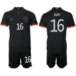 Men 2020-2021 European Cup Germany away black 16 Adidas Soccer Jersey