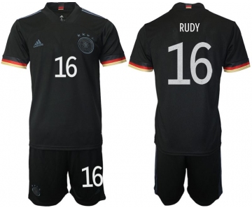 Men 2020-2021 European Cup Germany away black 16 Adidas Soccer Jersey