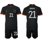 Men 2020-2021 European Cup Germany away black 21 Adidas Soccer Jersey