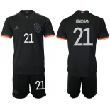 Men 2020-2021 European Cup Germany away black 21 Adidas Soccer Jersey